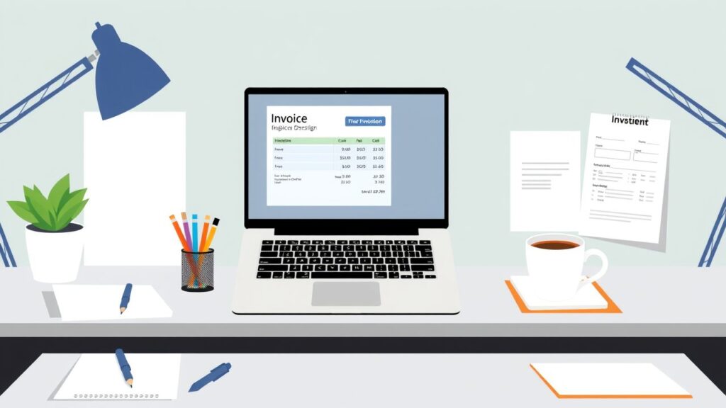 Een ordelijk bureau met een open laptop en kantoorbenodigdheden.